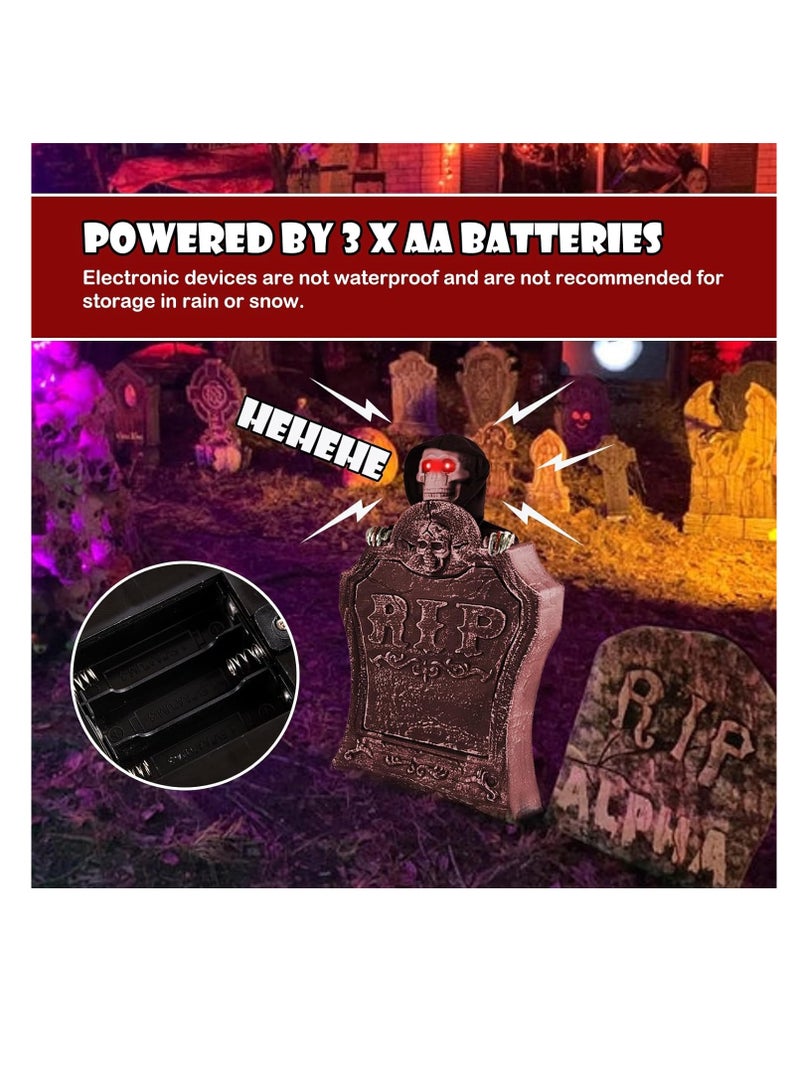 Halloween Electric Lifting Cemetery Tombstone 19” Luminous Halloween Tombstone for Halloween Outdoor Yard Decorations,Party Decor - Image 3