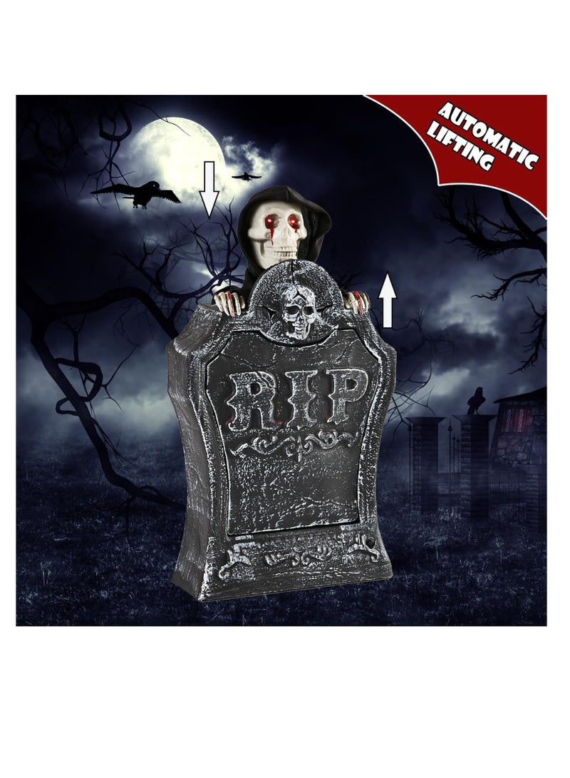 Halloween Electric Lifting Cemetery Tombstone 19” Luminous Halloween Tombstone for Halloween Outdoor Yard Decorations,Party Decor - Image 1