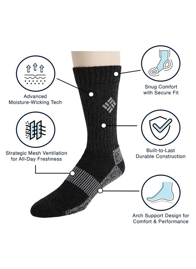 Columbia Columbia Men's 4 Pack Moisture Control Crew Socks | Black/Brown/Navy/Khaki | Mens 6-12  - Image 2