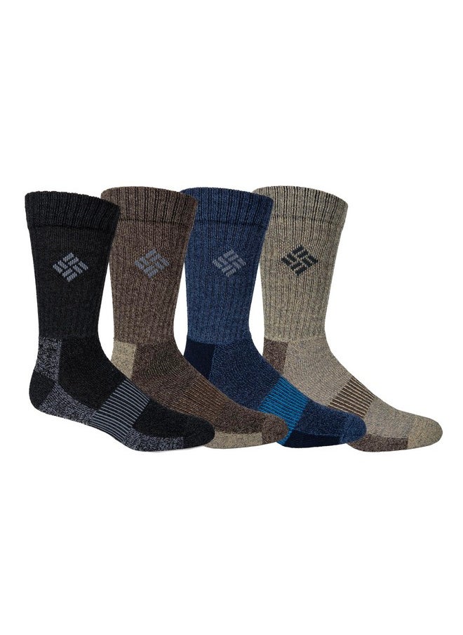 Columbia Columbia Men's 4 Pack Moisture Control Crew Socks | Black/Brown/Navy/Khaki | Mens 6-12  - Image 1