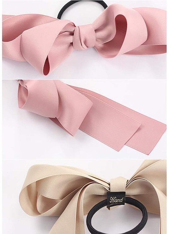 Fodattm 6 PCS Women Lady Satin Ribbon Bow Hair Rope Head Wrap Headbands Elastics Hair Tie Ponytail Holders Hair Accessories Headdress - Image 4