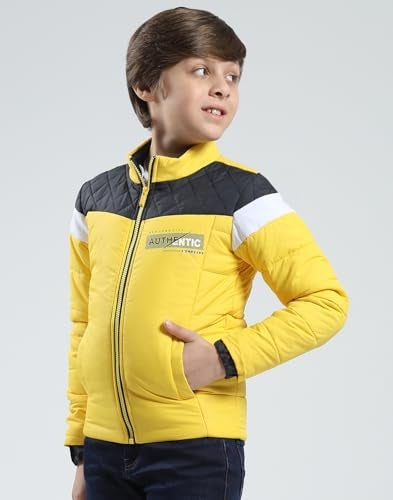 Monte Carlo Boy's Full-Sleeve Winter Jacket | Stylish & Warm Puffer Jacket for Winter | Long Sleeves Jacket with Zipper Closure For Boy's Yellow 7-8 YR (Pack Of 1) - Image 2