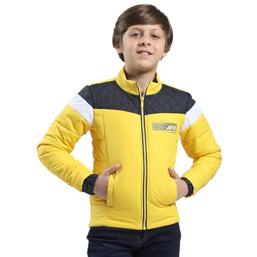 Monte Carlo Boy's Full-Sleeve Winter Jacket | Stylish & Warm Puffer Jacket for Winter | Long Sleeves Jacket with Zipper Closure For Boy's Yellow 7-8 YR (Pack Of 1) - Image 1