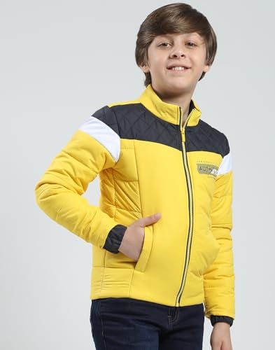 Monte Carlo Boy's Full-Sleeve Winter Jacket | Stylish & Warm Puffer Jacket for Winter | Long Sleeves Jacket with Zipper Closure For Boy's Yellow 7-8 YR (Pack Of 1) - Image 3
