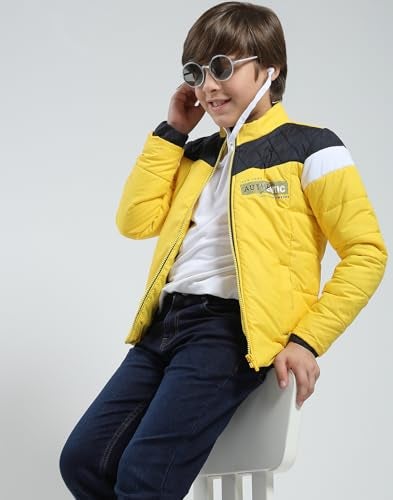 Monte Carlo Boy's Full-Sleeve Winter Jacket | Stylish & Warm Puffer Jacket for Winter | Long Sleeves Jacket with Zipper Closure For Boy's Yellow 7-8 YR (Pack Of 1) - Image 5