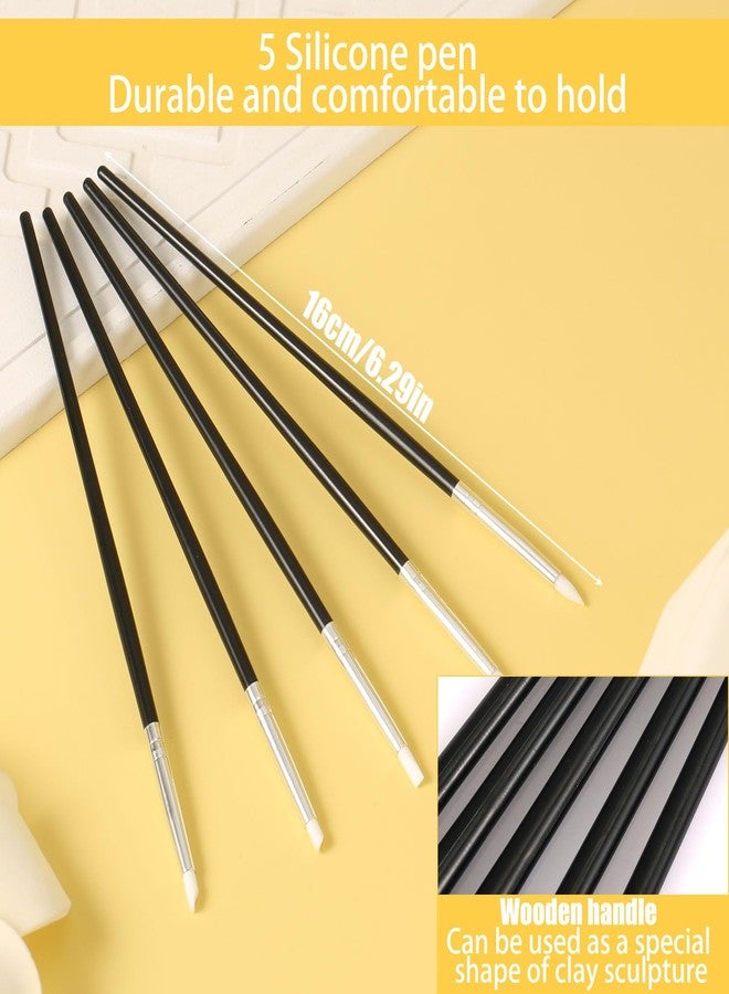 NQEUEPN Clay Sculpting Tools Set, 10pcs Silicone Sculpting Tools Paint Brush Clay Sculpting Modeling Dotting Tool Set for Nail Pottery Clay Making DIY Handicraft Art Supplies(Blue, Black) - Image 2