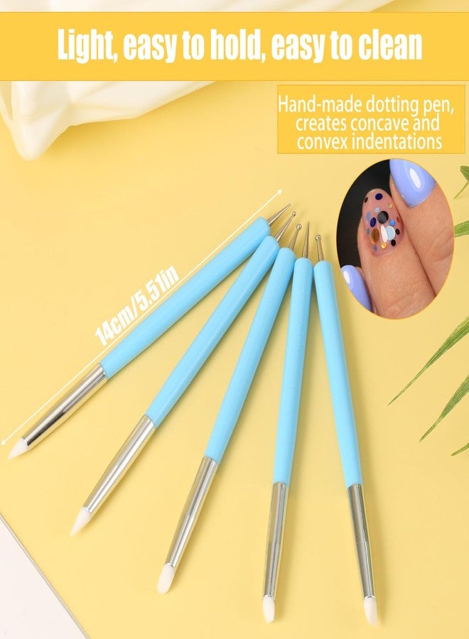 NQEUEPN Clay Sculpting Tools Set, 10pcs Silicone Sculpting Tools Paint Brush Clay Sculpting Modeling Dotting Tool Set for Nail Pottery Clay Making DIY Handicraft Art Supplies(Blue, Black) - Image 3