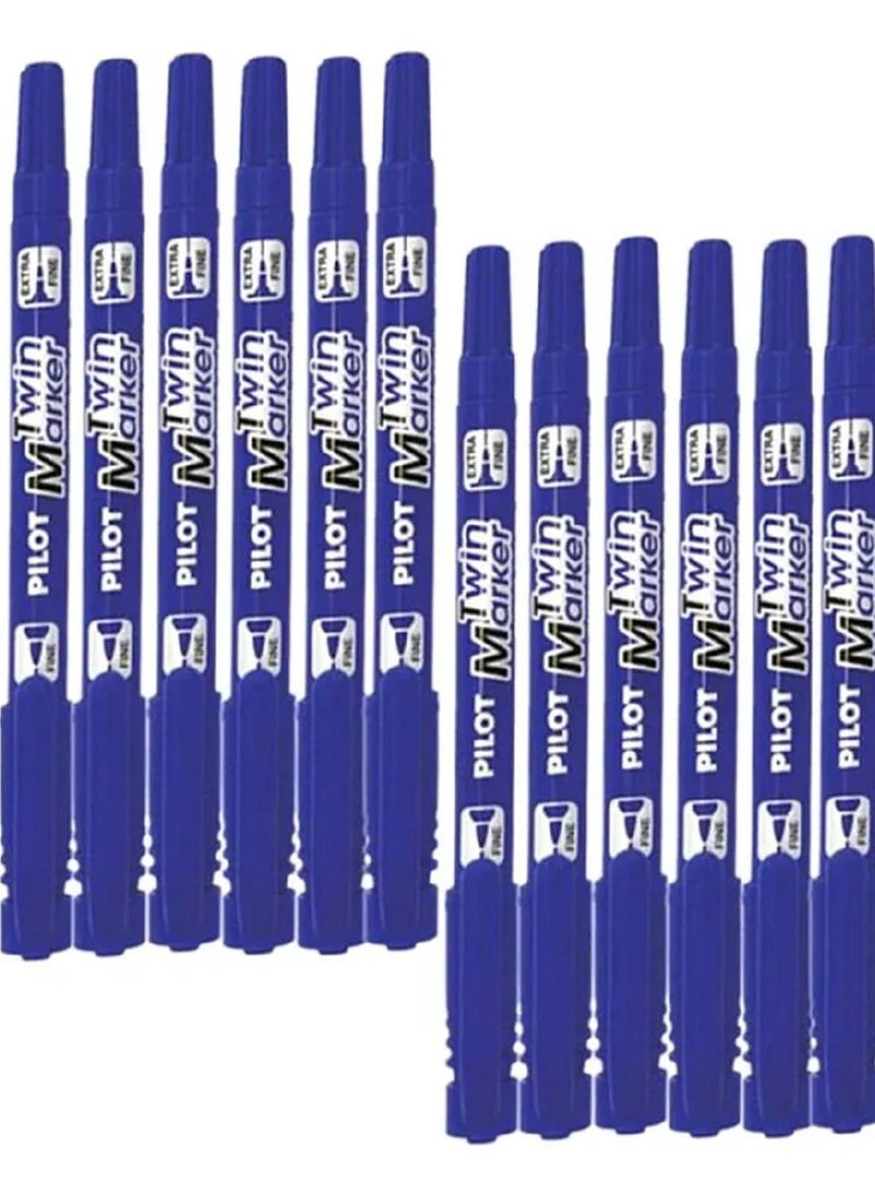 Pilot Twin Point Marker Double Sided Fine Blue Pack of 12 Pieces - Image 4