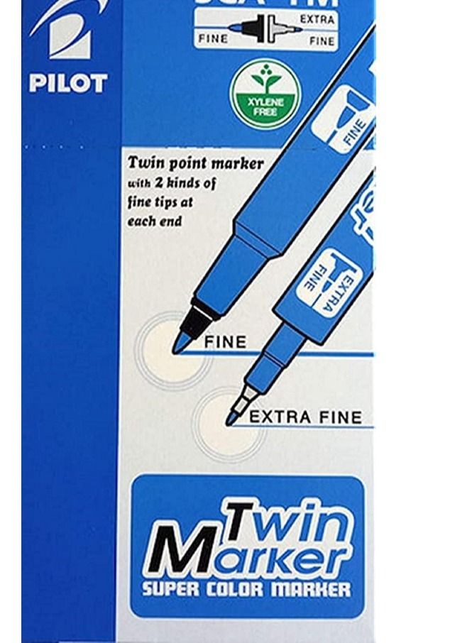 Pilot Twin Point Marker Double Sided Fine Blue Pack of 12 Pieces - Image 5