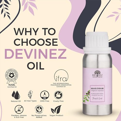 Devinez Marjoram Essential Oil (100ml) - 100% Natural (Origanum Majorana) in Aluminum Bottle for Diffusers, Relaxing Bedtime Routine, Comforting Massage & DIY Home Fragrance - Warm Herbal Aroma - Image 2