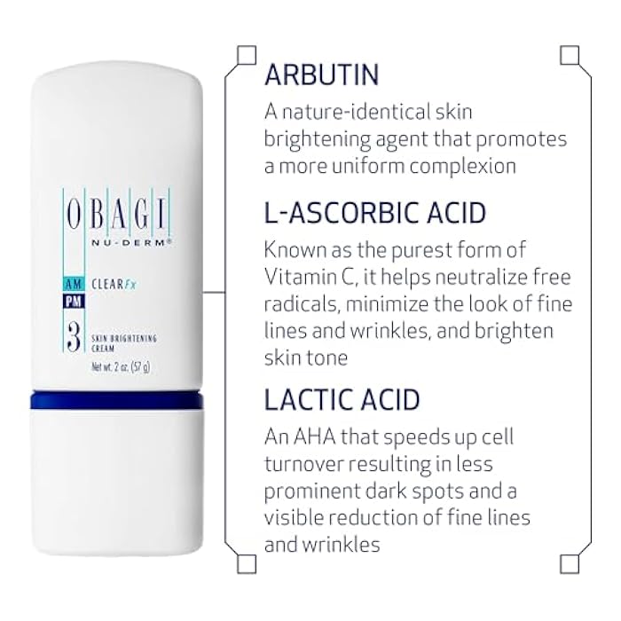Obagi Medical Nu-Derm Clear Fx - Skin Brightening and Evening Cream with Arbutin, Vitamin C, and Lactic Acid - Image 3