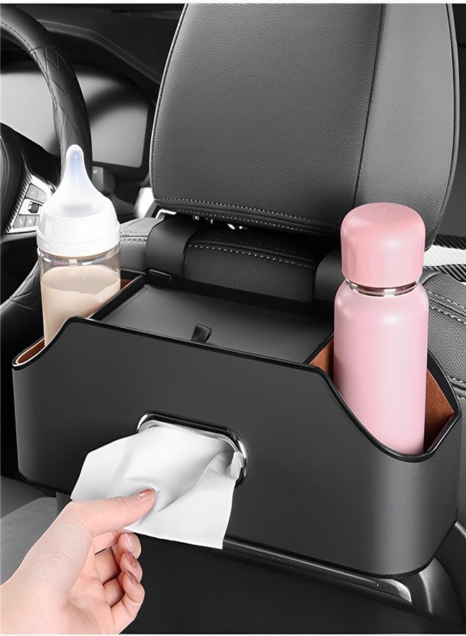 Alco Car Seat Back Hanging Storage Box with Tissue Holder and Hooks-Durable, Odorless, and Multifunctional Car Seat Organizer Interior Accessories Party Long Drive (Black) - Image 3