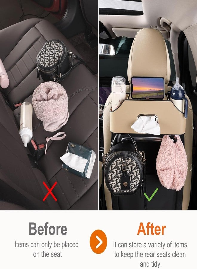 Alco Car Seat Back Hanging Storage Box with Tissue Holder and Hooks-Durable, Odorless, and Multifunctional Car Seat Organizer Interior Accessories Party Long Drive (Black) - Image 4