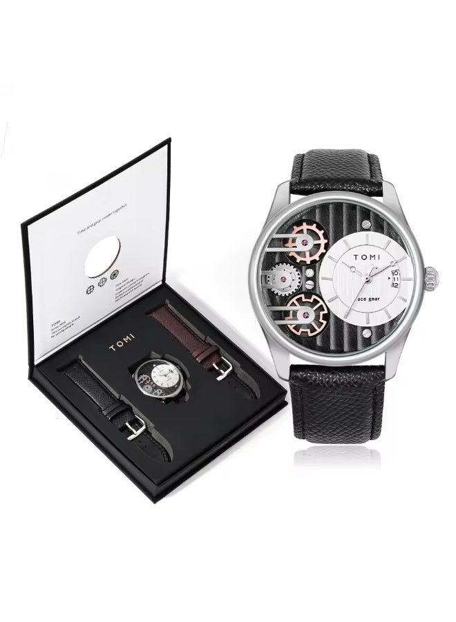 TOMI Men's Gift Box Combination Set Watch Luxury and Simple Business Detachable Strap Quartz Watch Men's Watch Festival Gift - Image 1