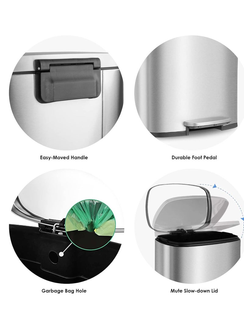Crocodile - CROCODILE تمساح Stainless Steel Trash Can, Soft-Close Lid & Durable Foot Pedal, Smudge-Resistant Dustbin, 12 Liter/3.1 Gallon Capacity, 2 Years Warranty - Image 1