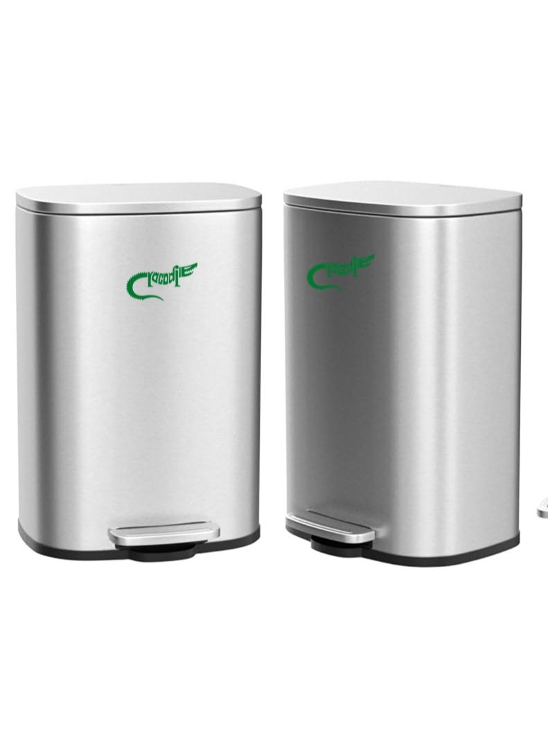 Crocodile - CROCODILE تمساح Stainless Steel Trash Can, Soft-Close Lid & Durable Foot Pedal, Smudge-Resistant Dustbin, 12 Liter/3.1 Gallon Capacity, 2 Years Warranty - Image 1