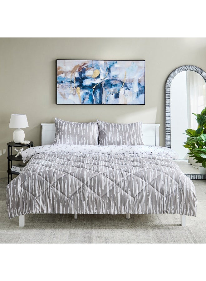 Home Box Madrid Glint 3-Piece Microfiber Reversible King Comforter Set - 220x240 cm  - Image 3