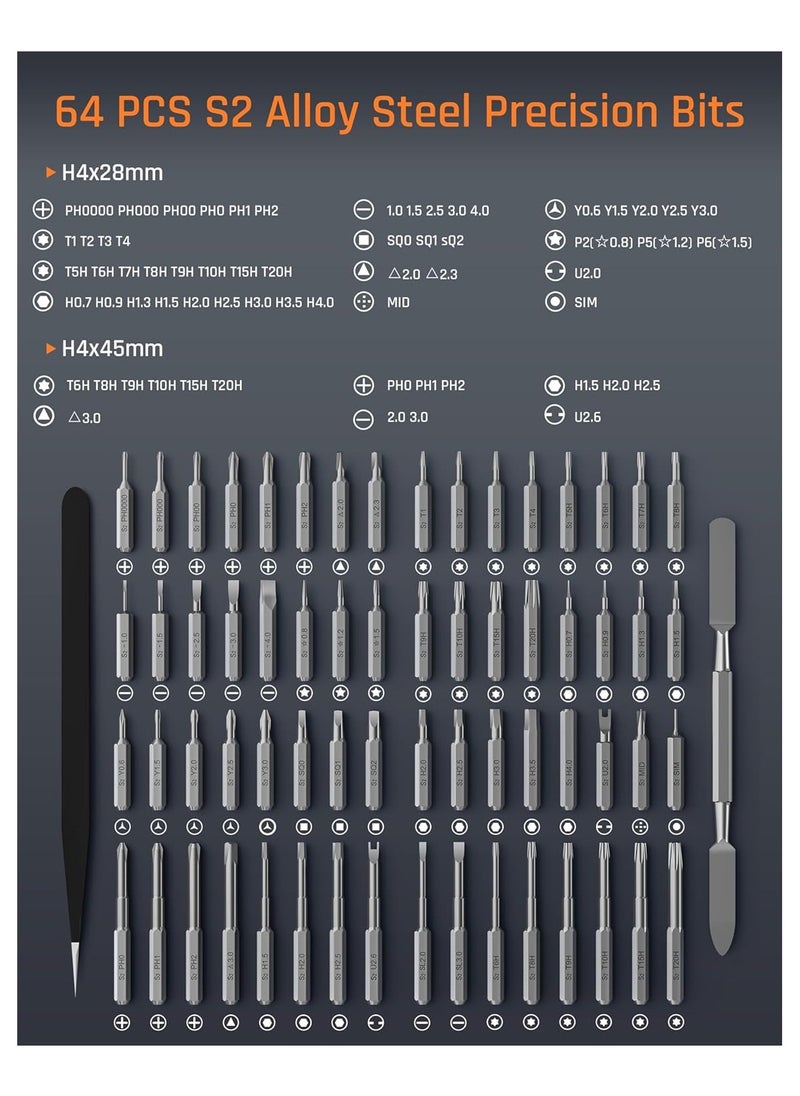 Soleil - Soleilwear Electric Screwdriver Set 70-in-1 | Precision Cordless Screwdriver with 64 S2-Steel Bits | 5 Torque Settings | 4 LED Lights | Rechargeable Repair Tool Kit for Phone, Camera, Laptop - Image 1