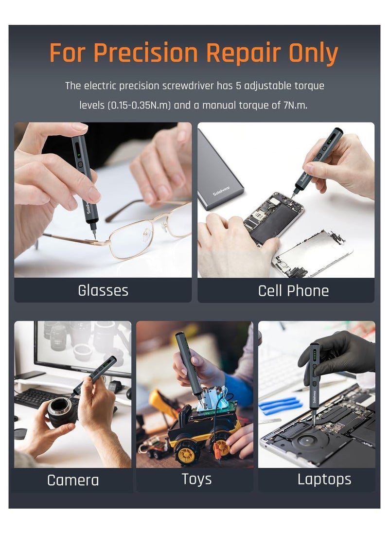 Soleil - Soleilwear Electric Screwdriver Set 70-in-1 | Precision Cordless Screwdriver with 64 S2-Steel Bits | 5 Torque Settings | 4 LED Lights | Rechargeable Repair Tool Kit for Phone, Camera, Laptop - Image 1