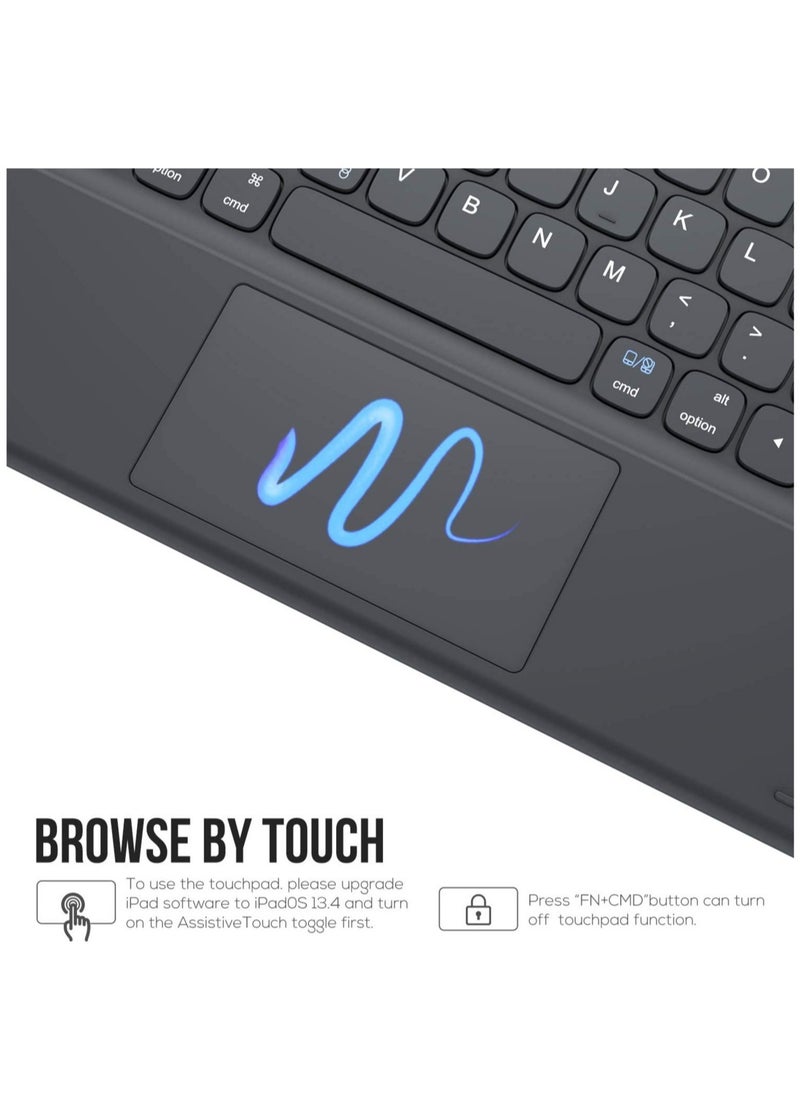 ELTRAZONE لوحة مفاتيح iPad الجيل التاسع، لوحة مفاتيح لجهاز iPad الجيل الثامن/السابع 10.2 بوصة، لوحة تتبع ذكية، لاسلكية قابلة للفصل مع حامل أقلام، حافظة لوحة مفاتيح قابلة للطي لجهاز iPad 9/8/7 الجيل 10.2 بوصة، أسود  - Image 2