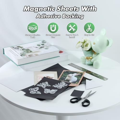 Aertiavty 48 Packs Magnetic Sheets with Adhesive Backing 8.5x11 Inch Adhesive Magnetic Sheets for Dies Storage - 20 Mil Magnetic Contact Paper Peel and Stick, Magnetic Strips with Adhesive Backing - Image 2