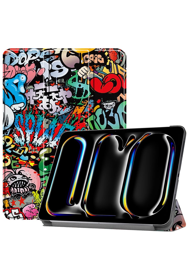 Case for IPad Pro 13 Inch (M4) 2024 Released Slim Stand Hard Back Shell Protective Smart Cover with Auto Sleep Wake Feature for IPad Pro 13 Inch Tablet (Graffiti) - Image 1