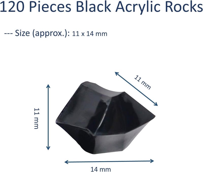 EesTeck 120 Pieces Decorative Black Acrylic Crystal Chunks, 11 * 14 mm Geometric Shapes Acrylic Ice Rocks for Centerpieces - Image 3