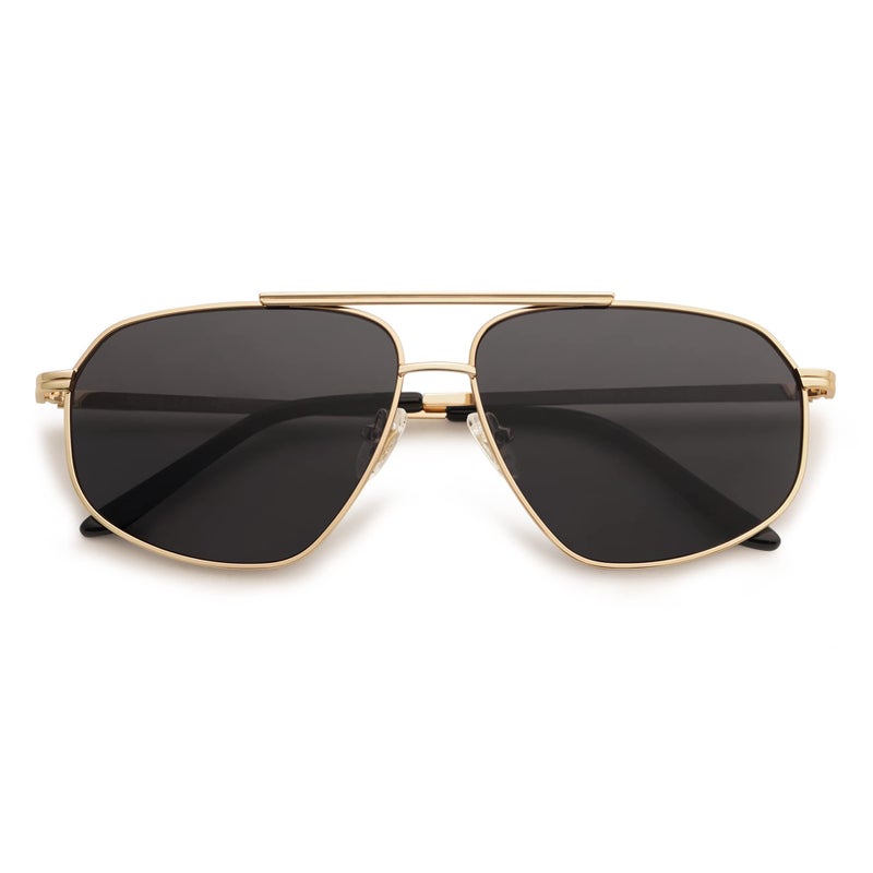 SOJOS Retro Hexagon Aviator Sunglasses for Women Men Trendy Vintage UV400 Protection Shades SJ1200, Gold/Grey - Image 1