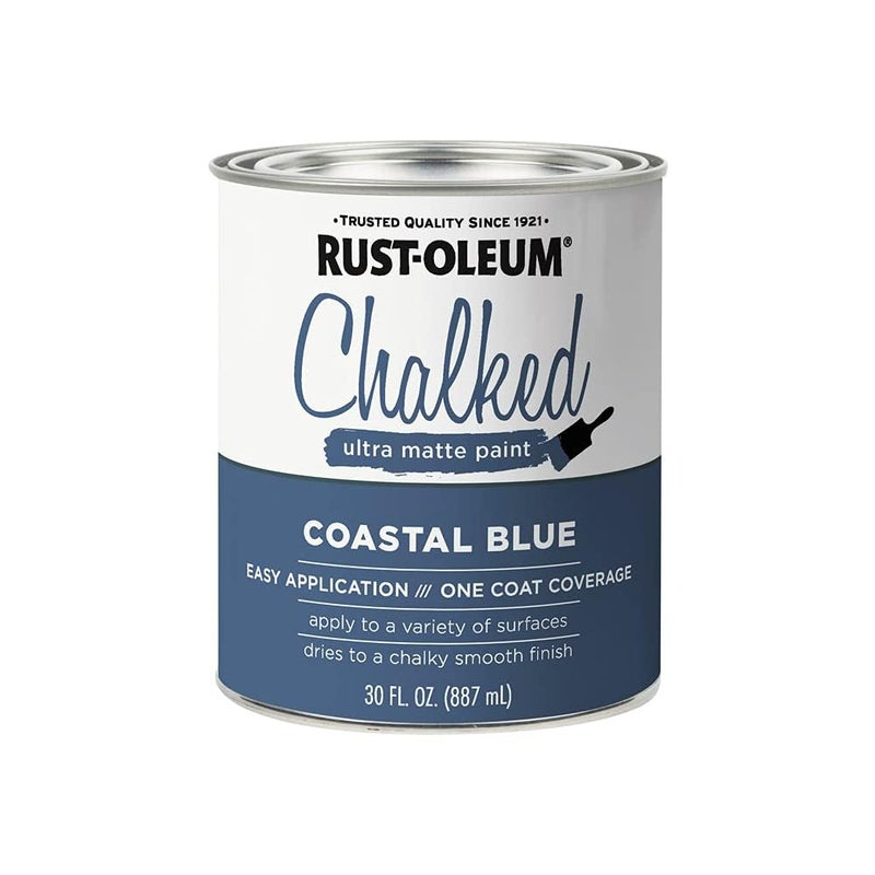 Rust-Oleum 329207 Ultra Matte Interior Chalked Acrylic Paint 30 oz, 30 Fl Oz (Pack of 1), Coastal Blue - Image 1
