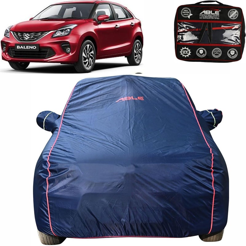 Able Parashuit Blue WR Series Car Body Cover with Mirror Pockets and Driver Door Zipper Compatible for Maruti BALENO New Type-II (2015 to 2021 Model) - Image 1