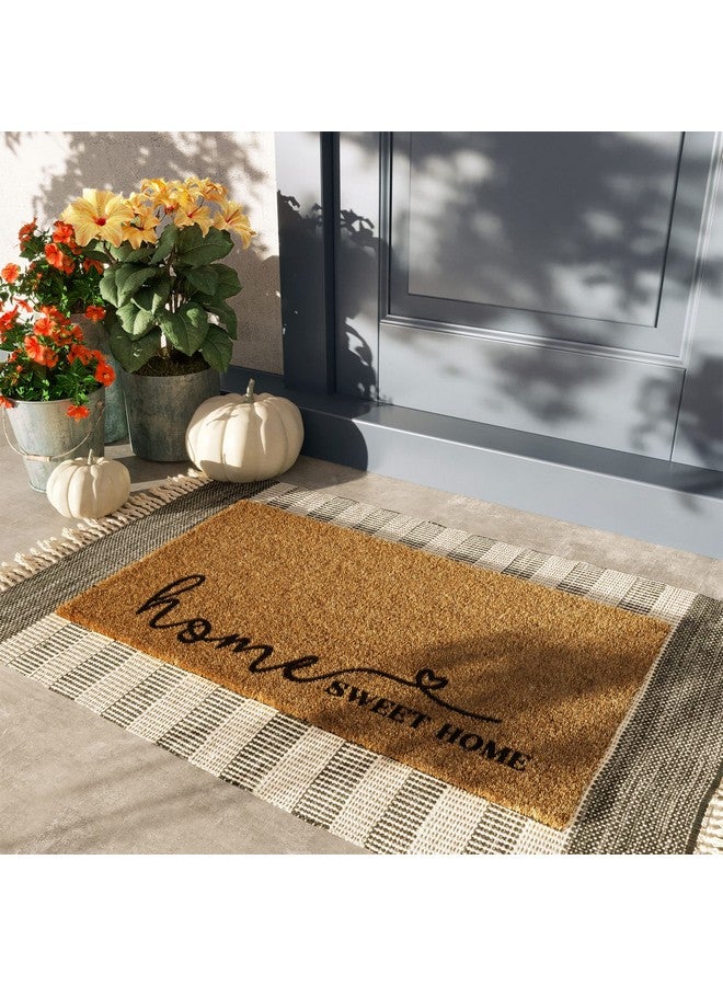 Barnyard Designs Doormat Welcome Mat for Outdoors, Large Front Door Entrance Mat, 30x17, Brown (Home Sweet Home Script) - Image 1