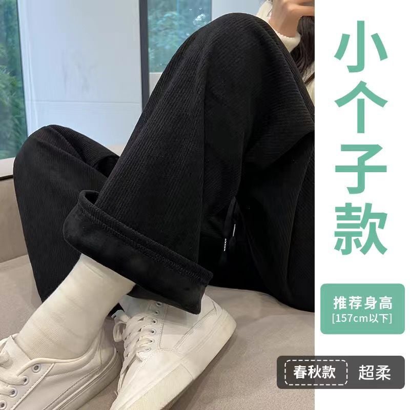 Lamb Fleece Wide Leg Pants Corduroy High Waist Dosing Loose Casual Fleece-Lined Thickened Straight Leg Pants For Children - Image 1