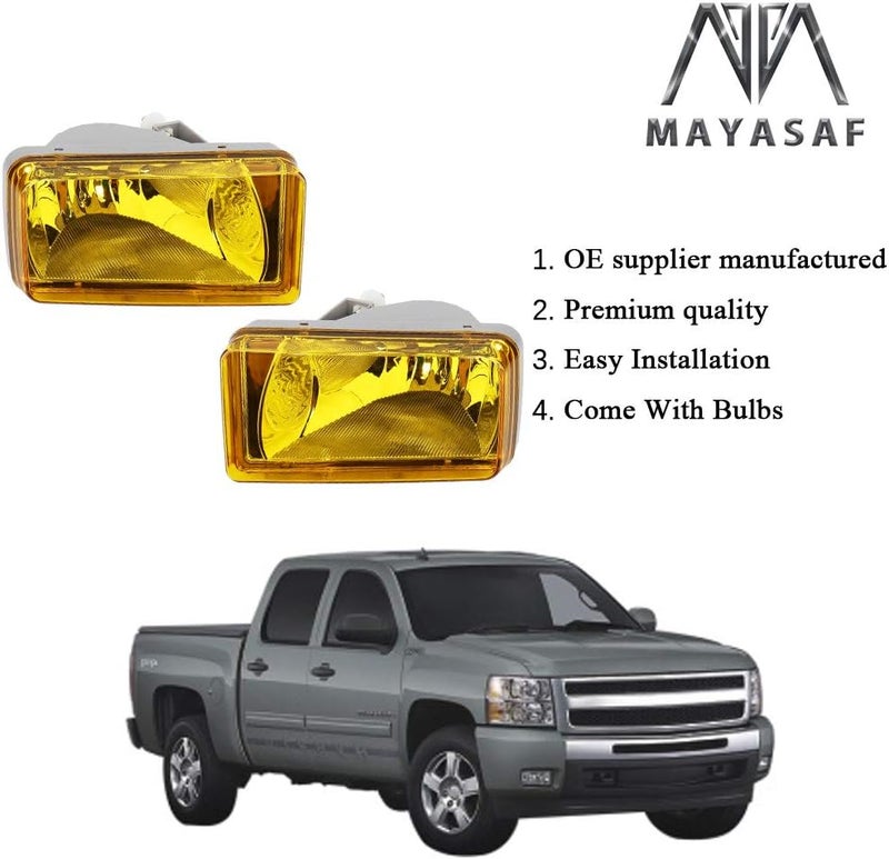 MAYASAF Amber Lens Fog Light Pair for Chevy and GMC Vehicles (2007-2014) - Image 3
