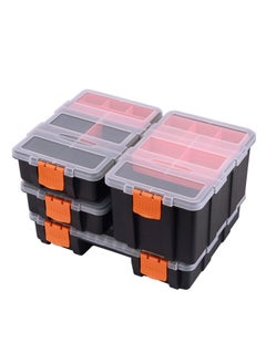 TORIOX TORIOX Hardware Parts Organizers 4 Piece Versatile And Durable Storage Toolbox for Bolts Screws Nails Nuts and Small Hardware BlackOrange  - Image 1