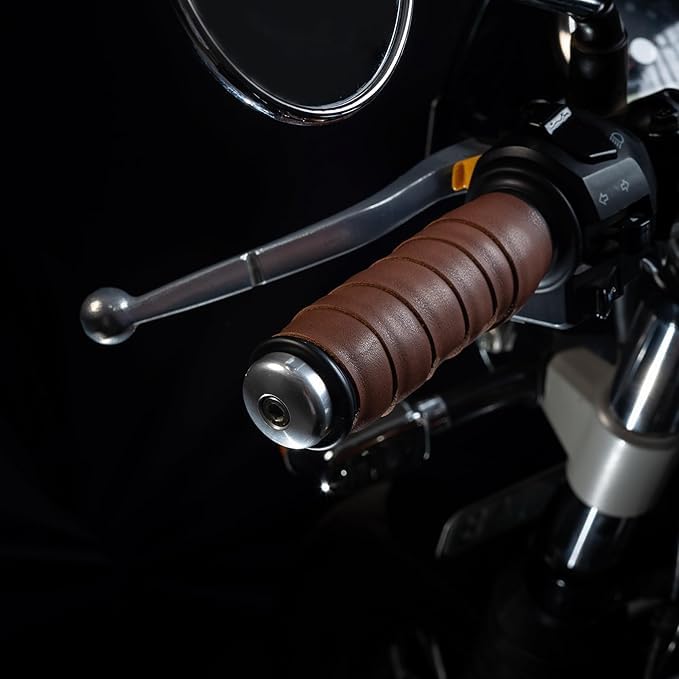 Tanners Pride Leather Handle Grips for Motocycle | Accelarator Grip for Bike, Dark Tan - Image 2