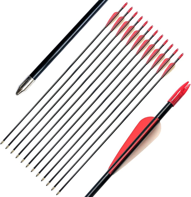 PANDARUS Archery 28" Fiberglass Archery Target Practice Arrows, for Children, Woman or Beginner, for Recuve Bow(Pack of 12) - Image 1