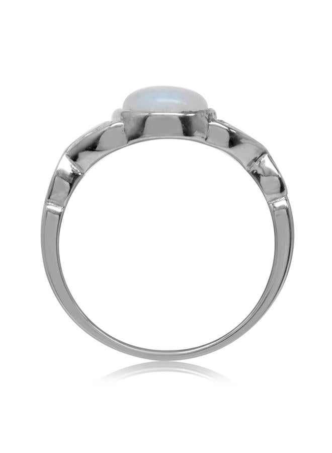 Silvershake 7mm Natural Moonstone 925 Sterling Silver Victorian Style Solitaire Ring Size 7 - Image 4