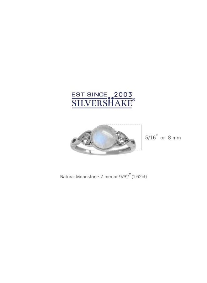 Silvershake 7mm Natural Moonstone 925 Sterling Silver Victorian Style Solitaire Ring Size 7 - Image 3