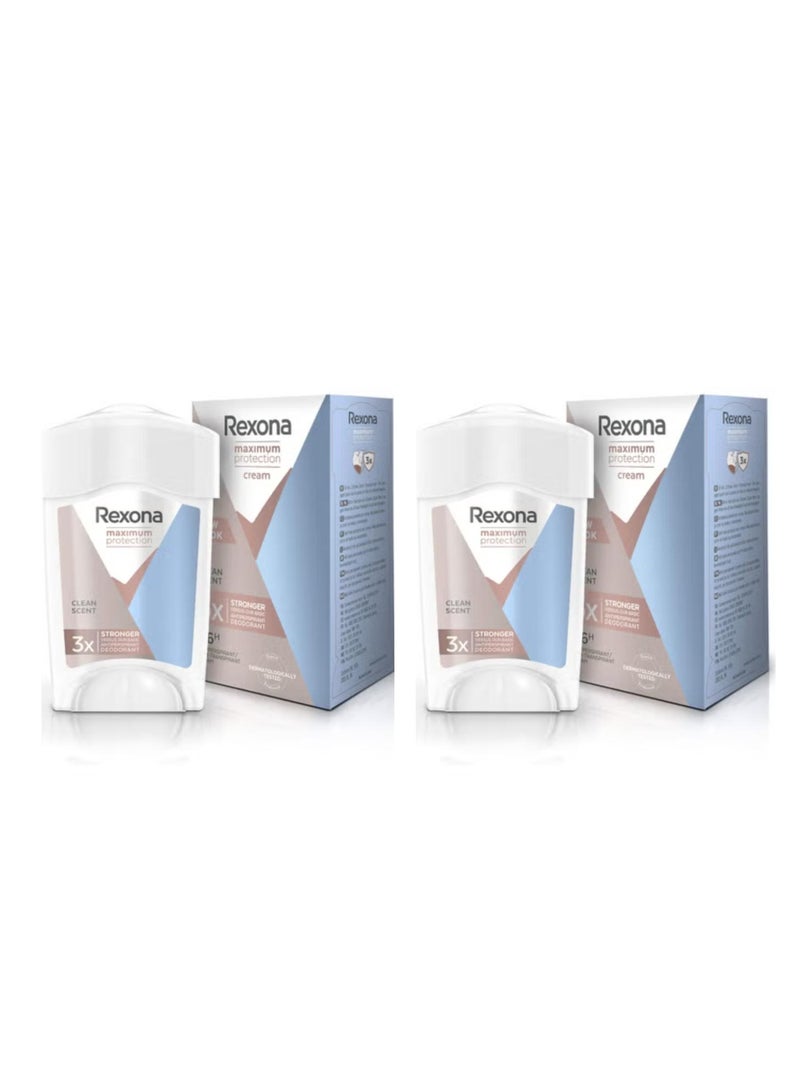 Women Maximum Protection Clean Scent Travel Deo Cream 45 ml 2pcs