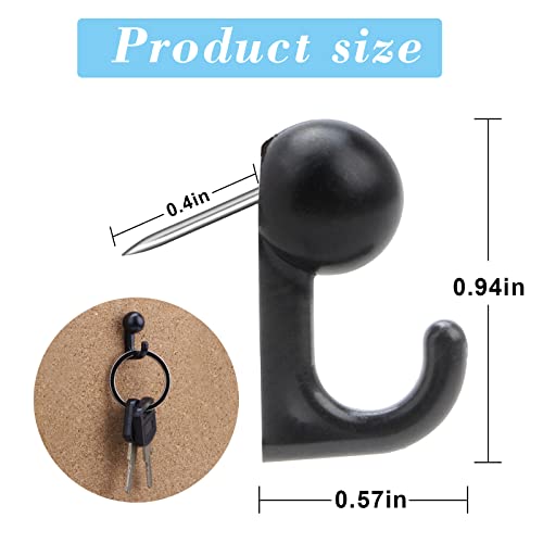 Yalis 50 Pcs Black Push Pin Hooks, Cork Board Pin-Hooks Decorative Thumb Tacks Hook for Photo Wall, Bulletin Board, Home Wall, Home Office School Pinning and Hanging - Image 2