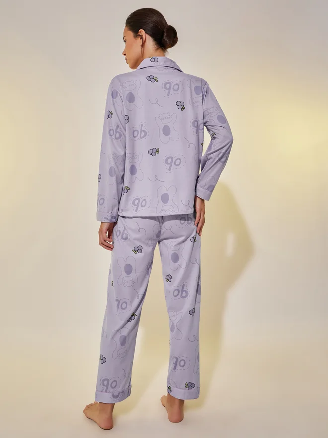 Styli Styli Fruit Printed Long Sleeve Shirt and Pyjama Set