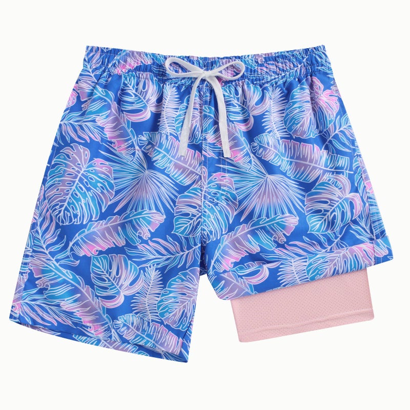 swimsobo Boys Swim Trunks Size 14-16 Years Kids with Compression Liner Swimming Shorts Swimsuits Blue Hawaiian Kids Boardshorts - Image 1