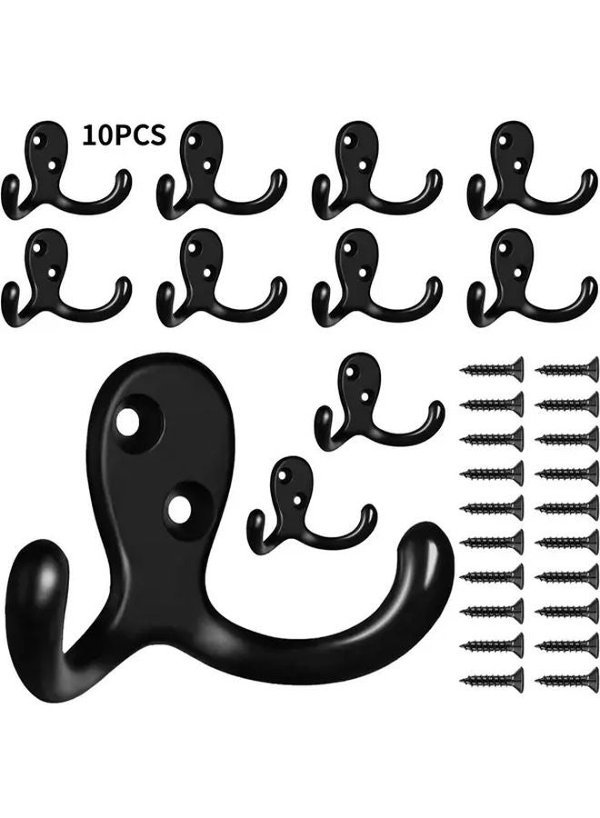 10PCS Double Fork Metal Coat Hooks Heavy Duty Wall Mounted For Home Office - Image 2