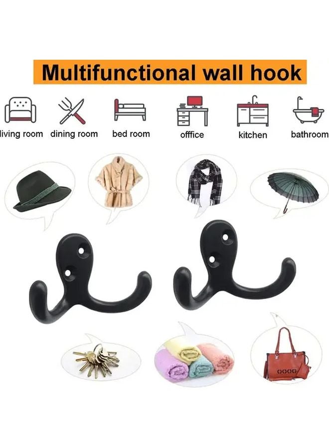 10PCS Double Fork Metal Coat Hooks Heavy Duty Wall Mounted For Home Office - Image 5