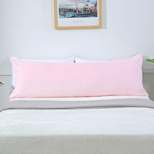 Cottonfry Ultra Soft Velvet Body Pillow Cover/Case Pillowcase with Hidden Zipper, Zippered Body Pillow Case (Pink, 20x54) - Image 3