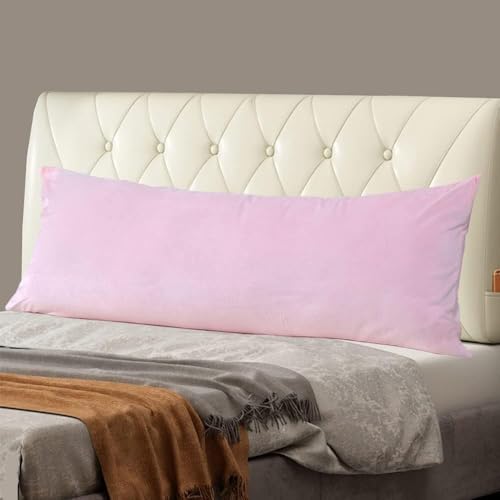 Cottonfry Ultra Soft Velvet Body Pillow Cover/Case Pillowcase with Hidden Zipper, Zippered Body Pillow Case (Pink, 20x54) - Image 2
