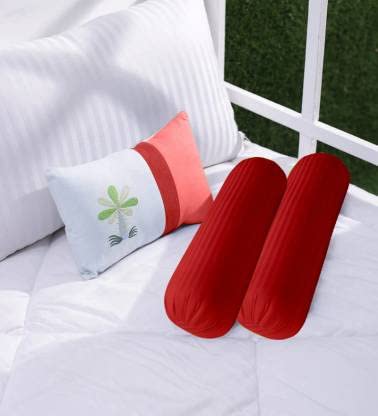 JDX Soft Hotel Quality Premium Fiber Bolster Set of 2- (Maroon) - Image 3