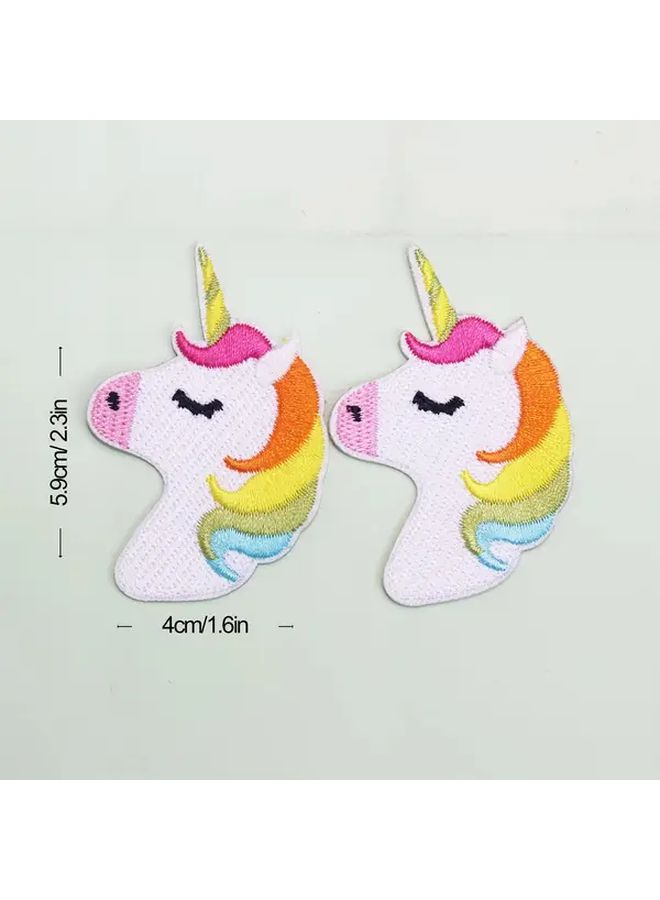 5 Colorful Unicorn Iron On Patches Rainbow Mane Tail Design Durable Polyester Fabric For Crafts Clothing Bags Hats No Sewing Easy To Apply Decorative Embroidery Fantasy Patterns Textured Unicorn Decor - Image 2