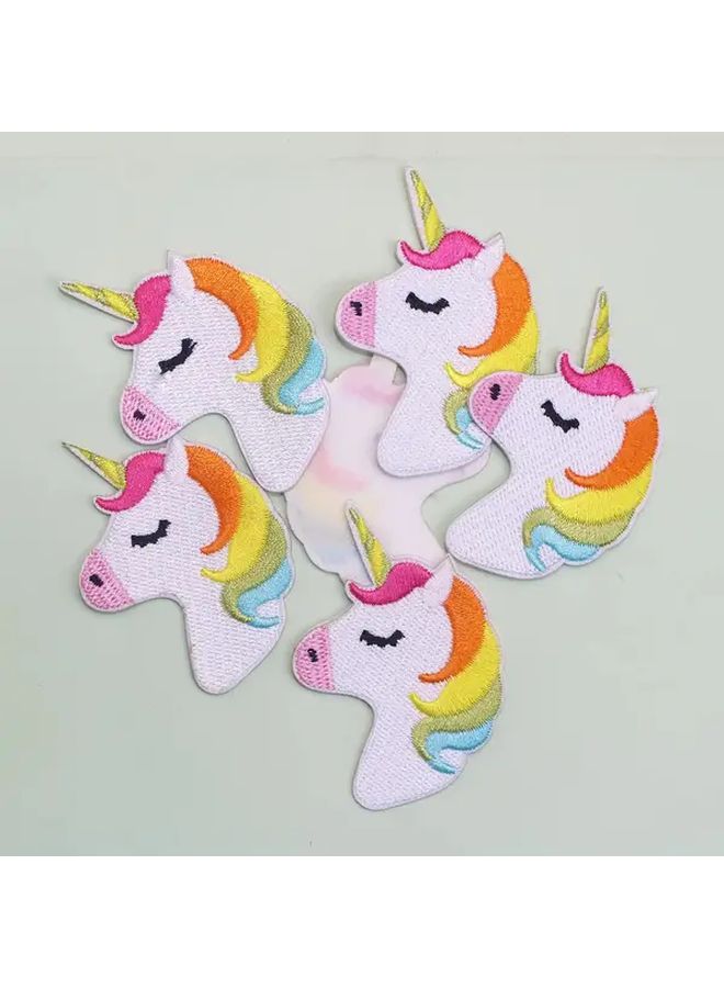 5 Colorful Unicorn Iron On Patches Rainbow Mane Tail Design Durable Polyester Fabric For Crafts Clothing Bags Hats No Sewing Easy To Apply Decorative Embroidery Fantasy Patterns Textured Unicorn Decor - Image 3