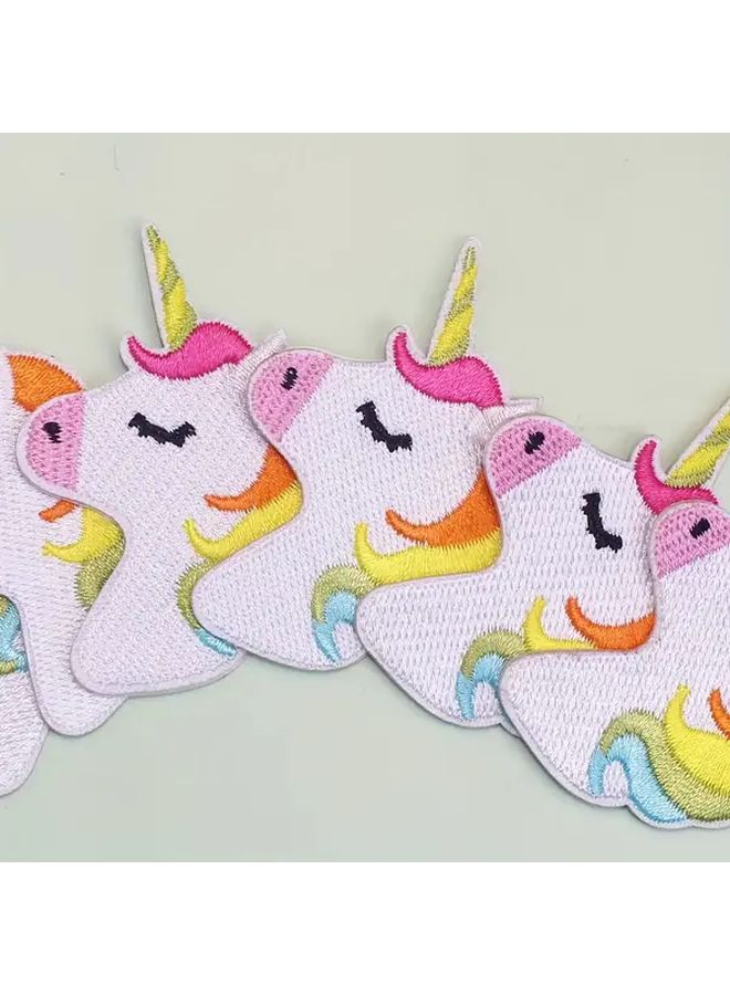 5 Colorful Unicorn Iron On Patches Rainbow Mane Tail Design Durable Polyester Fabric For Crafts Clothing Bags Hats No Sewing Easy To Apply Decorative Embroidery Fantasy Patterns Textured Unicorn Decor - Image 4